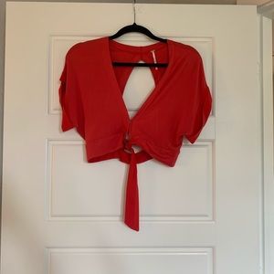 Free People Red Cop Top